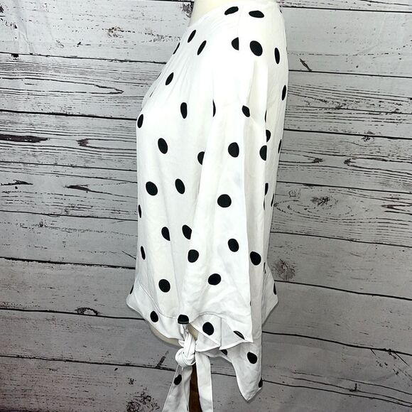Worthington Polka Dot Bell Sleeve Blouse - Picture 3 of 8